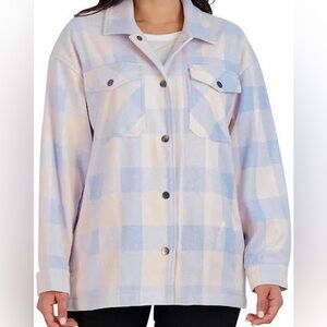 🌕 HFX Blue and Cream Plaid Shacket